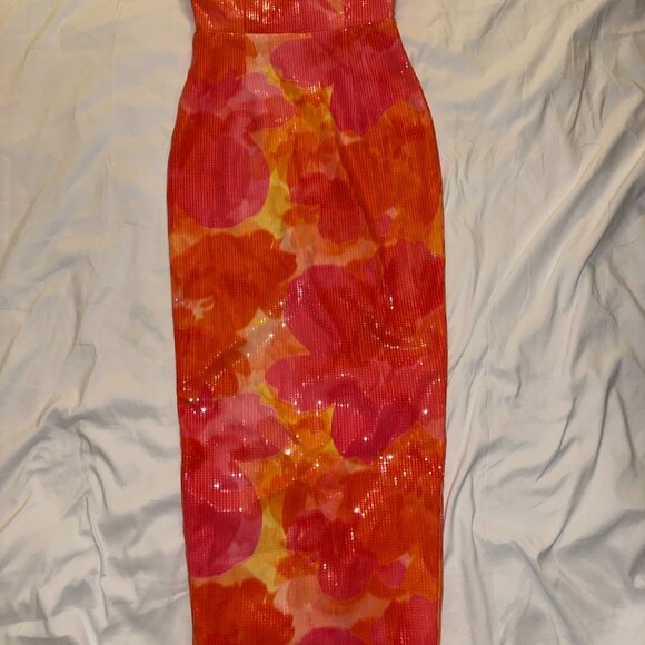 Runaway The Label Oralie Midi Dress – Orange Floral (XS) - Picture 2 of 5